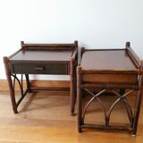 Pair of rattan bedside tables Roche Bobois