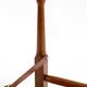 Rare 1990s safari stool with a teak frame and a seat made of brown saddle l