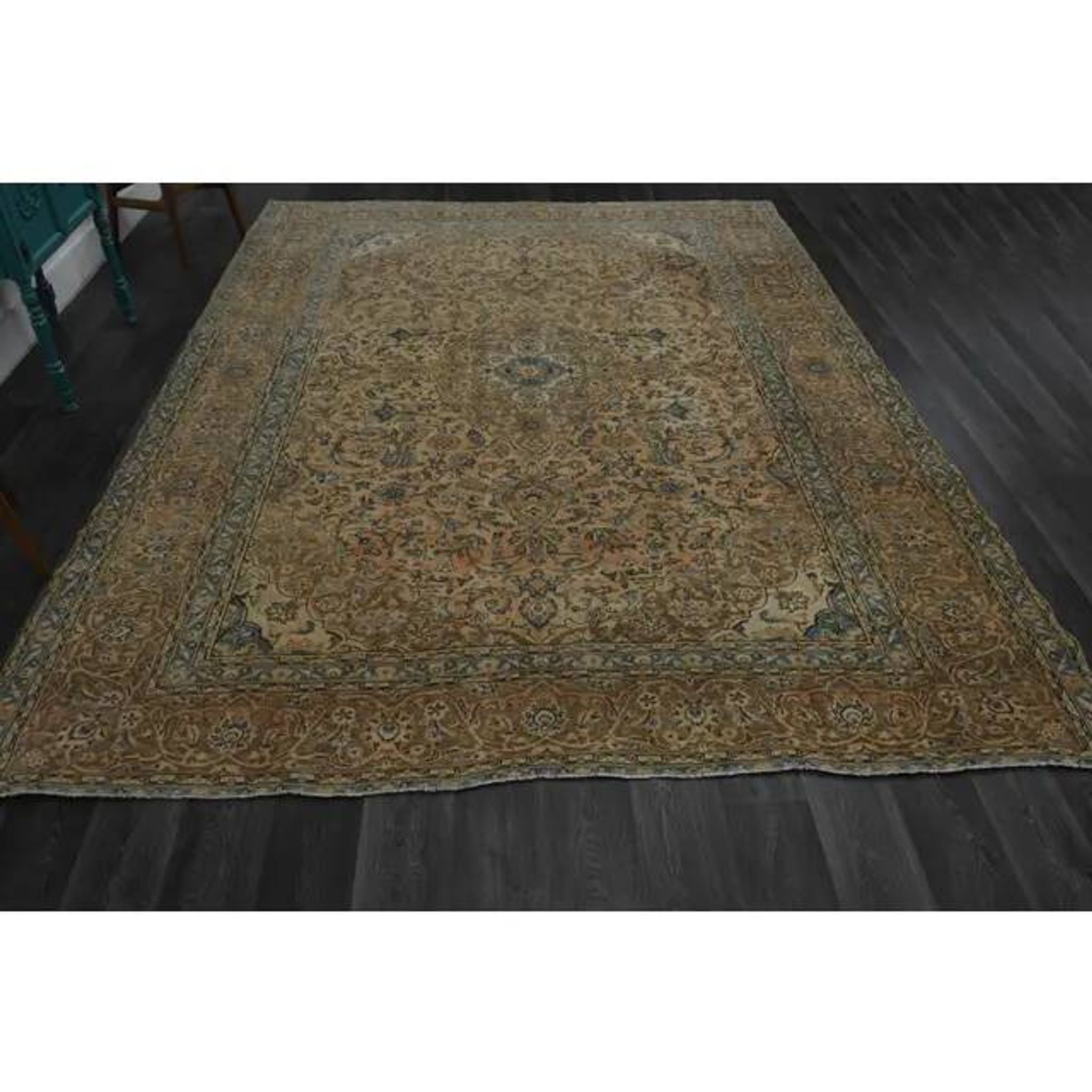 1970s Vintage Persian Handknotted Wool Orange Oversize Area Rug❤ 282x380