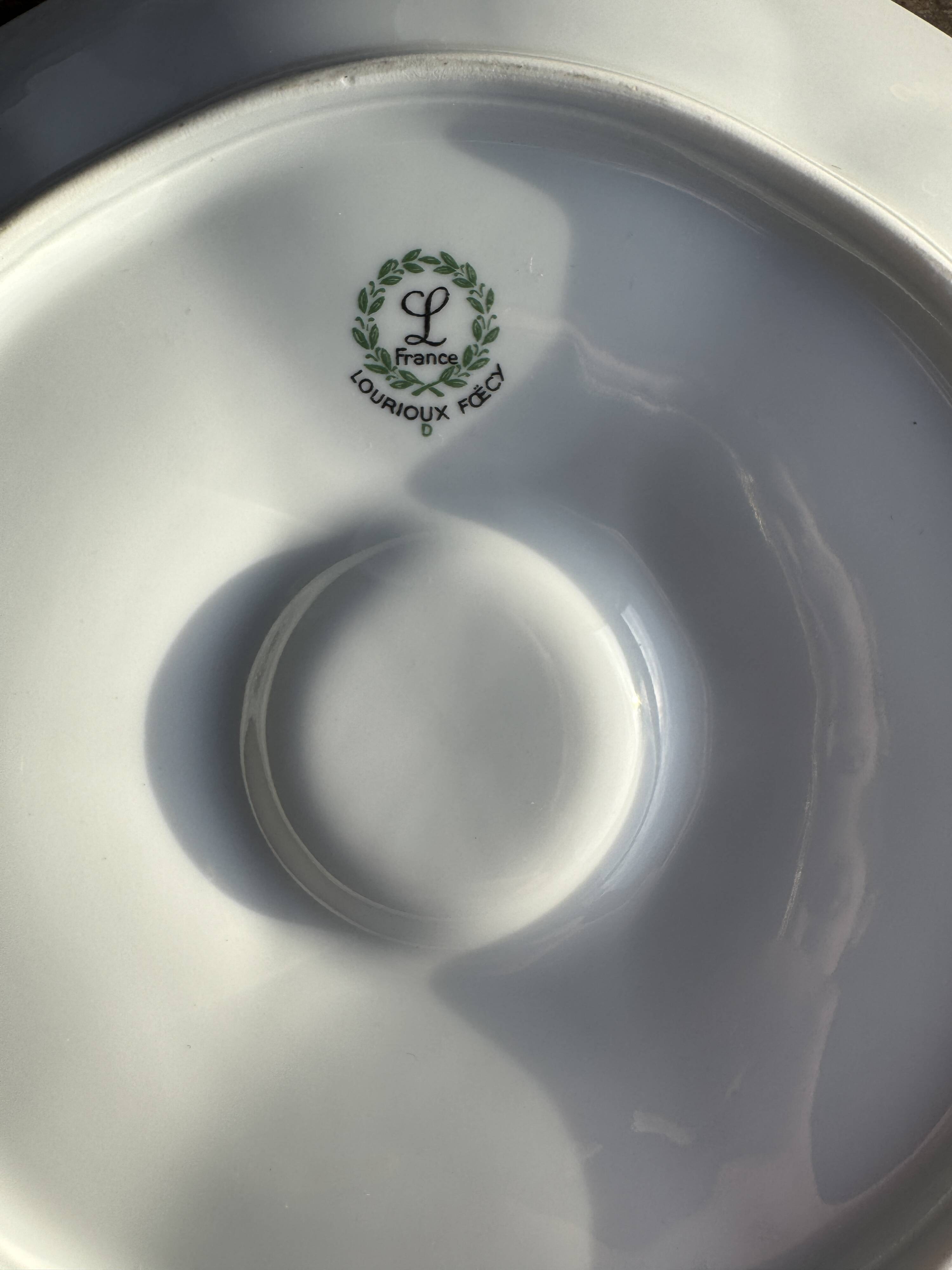 Set of 8 oyster plates or compartment plates, aquatic model Lourioux Fo.