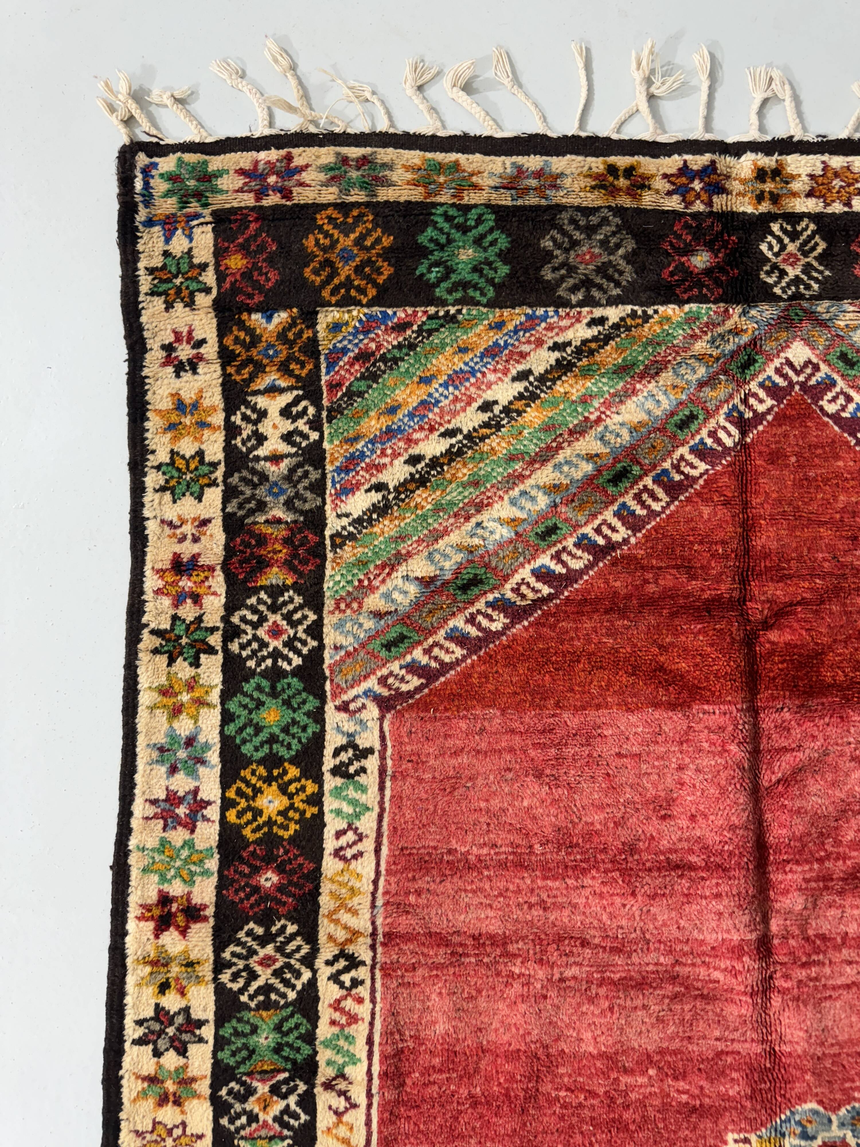 Vintage Red wool rug, Berber Antique Taznakht rug.