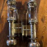 Pair of brass railway wall sconces, DLC Wagon Lit lamps