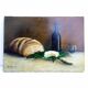 Painting canvas still life country cheese wine and bread