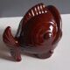 Cendrier poisson, céramique émaillée marron, art deco des années 40-50