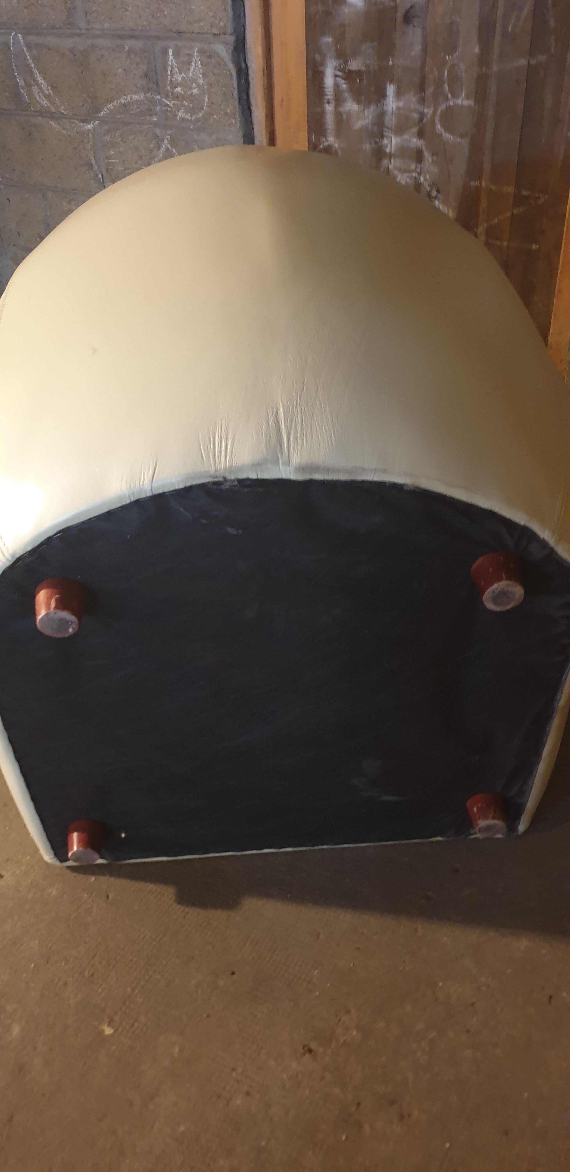 Ivory leather club armchair