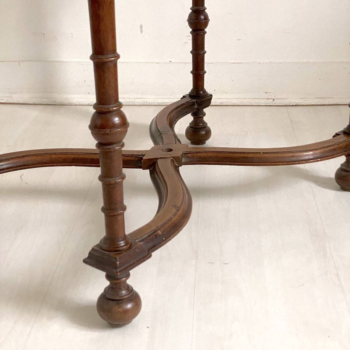 Small desk table in Louis XIII style, solid walnut.