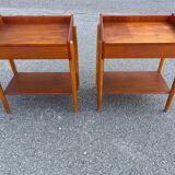 Set of 2 Danish teak and oak bedside tables attributed to Børge Mogensen, 1958