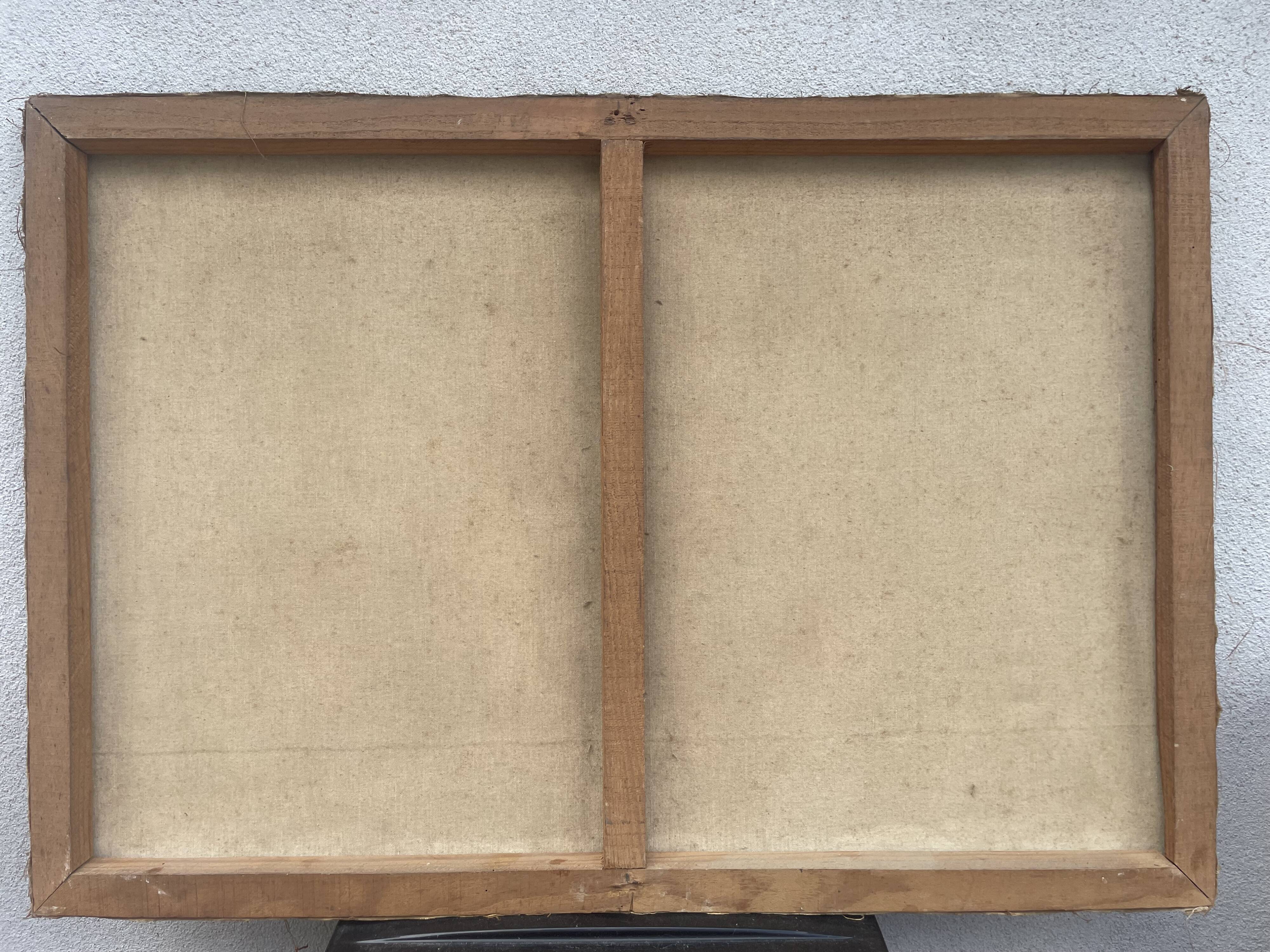 Oil on canvas lake landscape signed go baudoin xxth - 1975