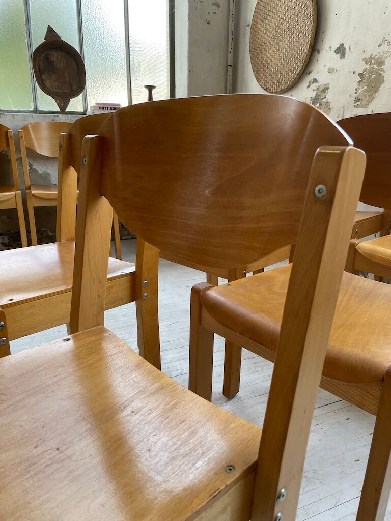 12 80s beech chairs