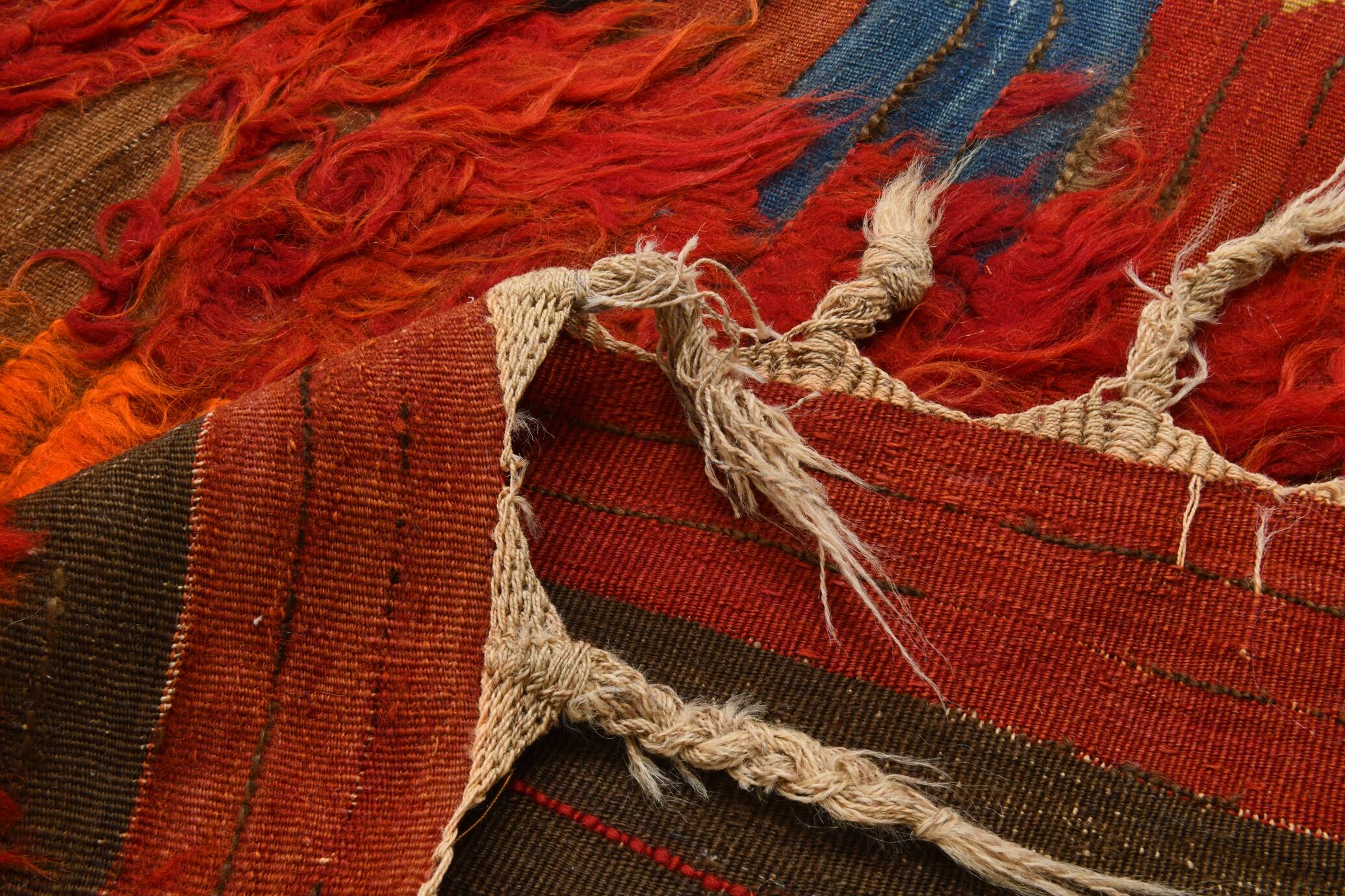 4x11 Red & Orange Handmade %100 Wool Moroccan Runner Rug, 128x346Cm