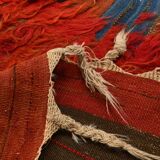 4x11 Red & Orange Handmade %100 Wool Moroccan Runner Rug, 128x346Cm