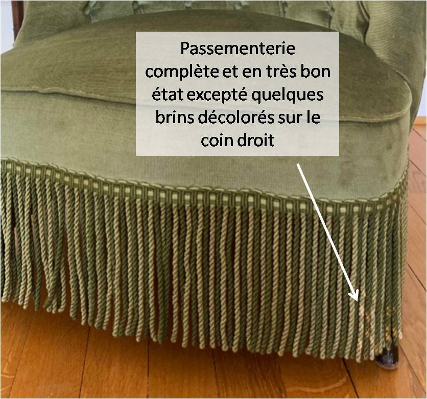 fauteuil chauffeuse crapaud velours vert