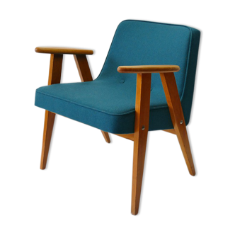 Vintage Danish style armchair in teal wool