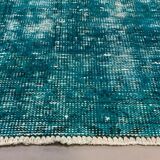 Distressed Turkish Narrow Runner 310x65 cm wool Vintage rug, Overdyed Green