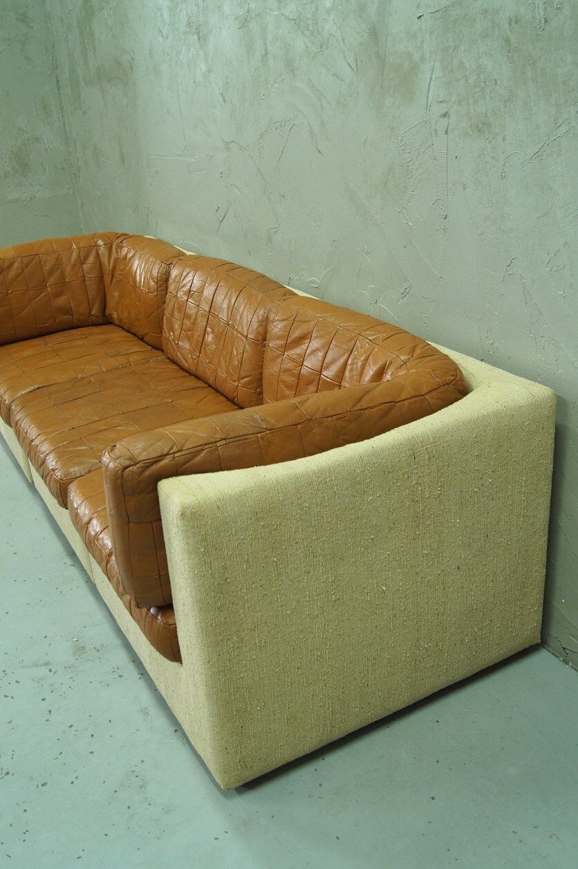 Canapé modulaire en cuir patchwork italien années 1970