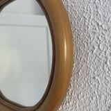 Miroir vintage 1960 pomme rotin osier bambou - 32 x 35 cm
