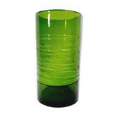 Large vase tube in green striated glass bamboo appearance