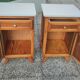 Pair of oak bedside tables, a. 1950; compass base, vintage retro design