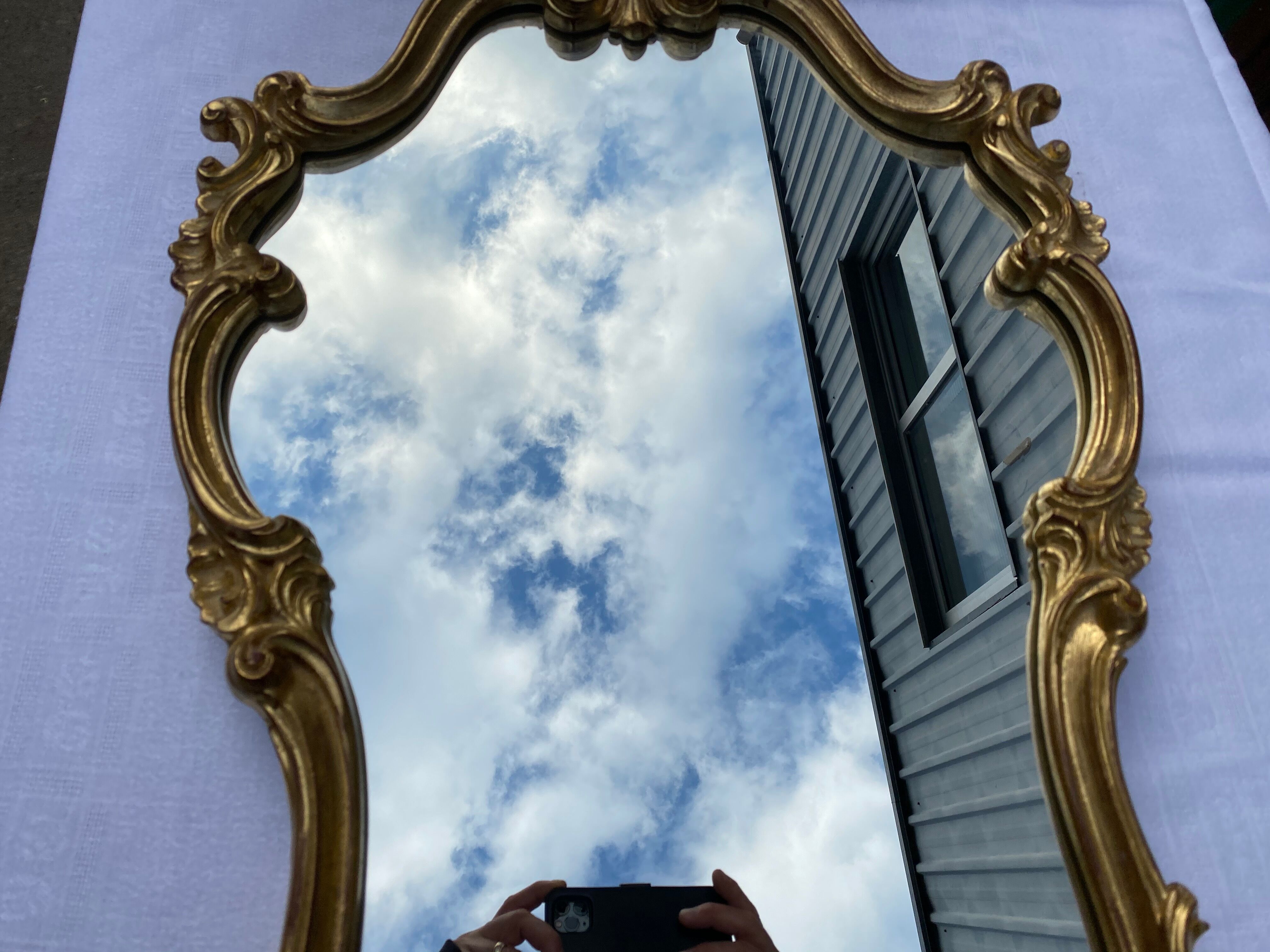 Louis XV-style golden mirror in good shell condition