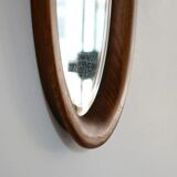 Miroir ovale en bois d'artisan 28x49cm