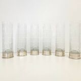 Set of Six Bohemian Ground Crystal and Silver Drinking Glasses