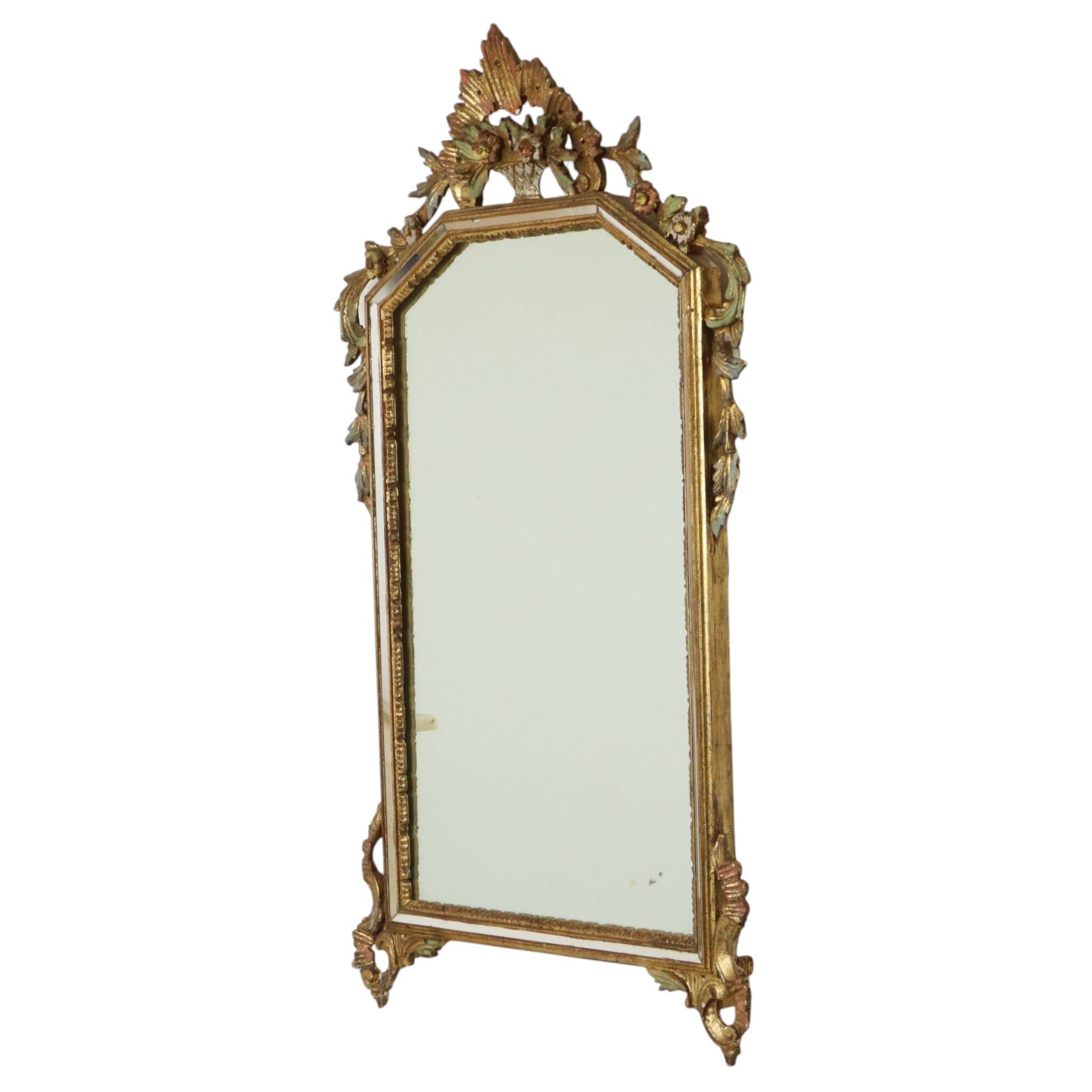 Classic Italian Gilt Crested Mirror by La Barge, 100 cm