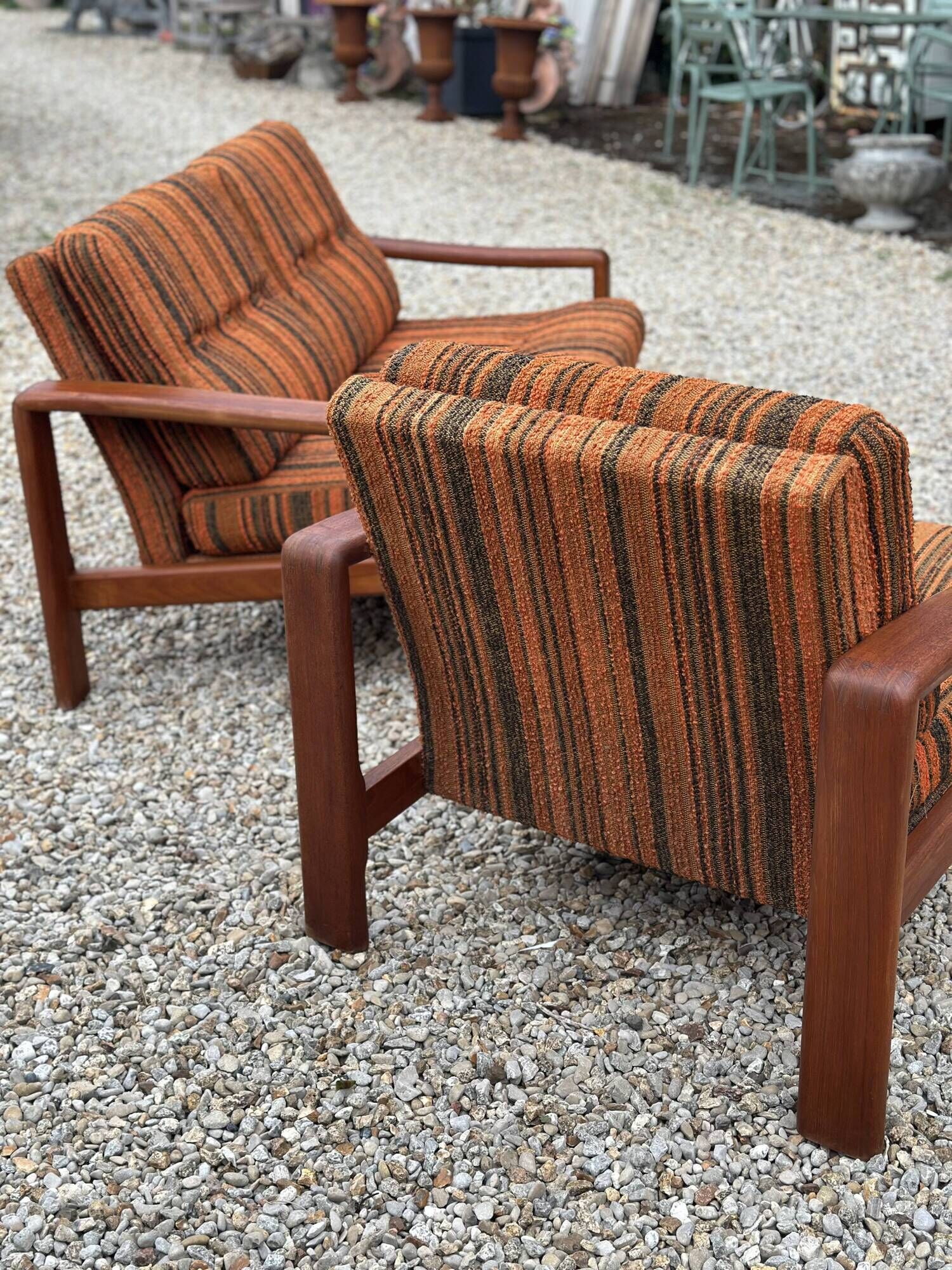 Vintage Scandinavian living room from the 1970s in teak and fabric.