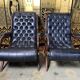 Pair of English armchairs Chesterfield black leather