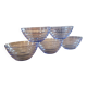 5 vintage blue tempered glass bowls