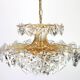 Chandelier in gilded brass and crystal glass by Kinkeldey, Germany, 1970s.