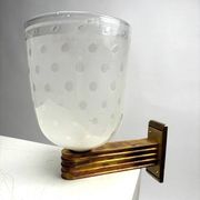 Large Art Deco Wall Lights in Blown Glass and Brass, Italy, 1940s, Set of 2