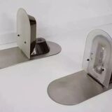 Pair of stainless steel and glass wall lights