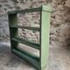 Vintage open pine shelf, original sage green paint, circa 1900–1930.