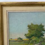 Vintage Modernist Landscape Scene Oil Painting H. Ostergren 1951