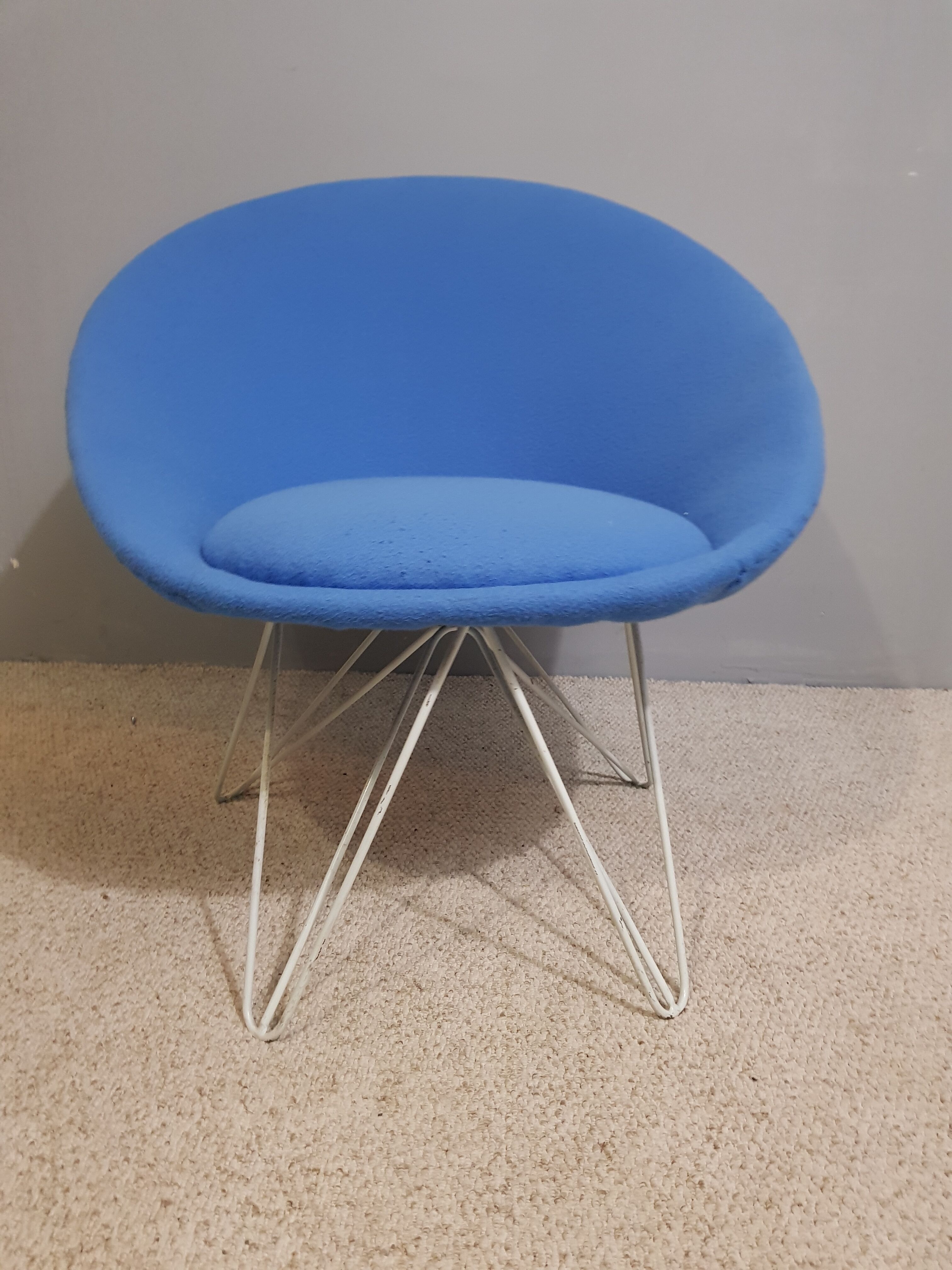 Pair of Italian blue low chairs 1950