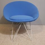 Paire de fauteuils bas bleus italien 1950