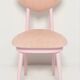 Mid-century heart-shaped chair, light pink chenille fabric, painted pink wood, Europe, 1960s.