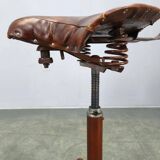 1930s Industrial Adjustable Swivel Chair with Leather Seat