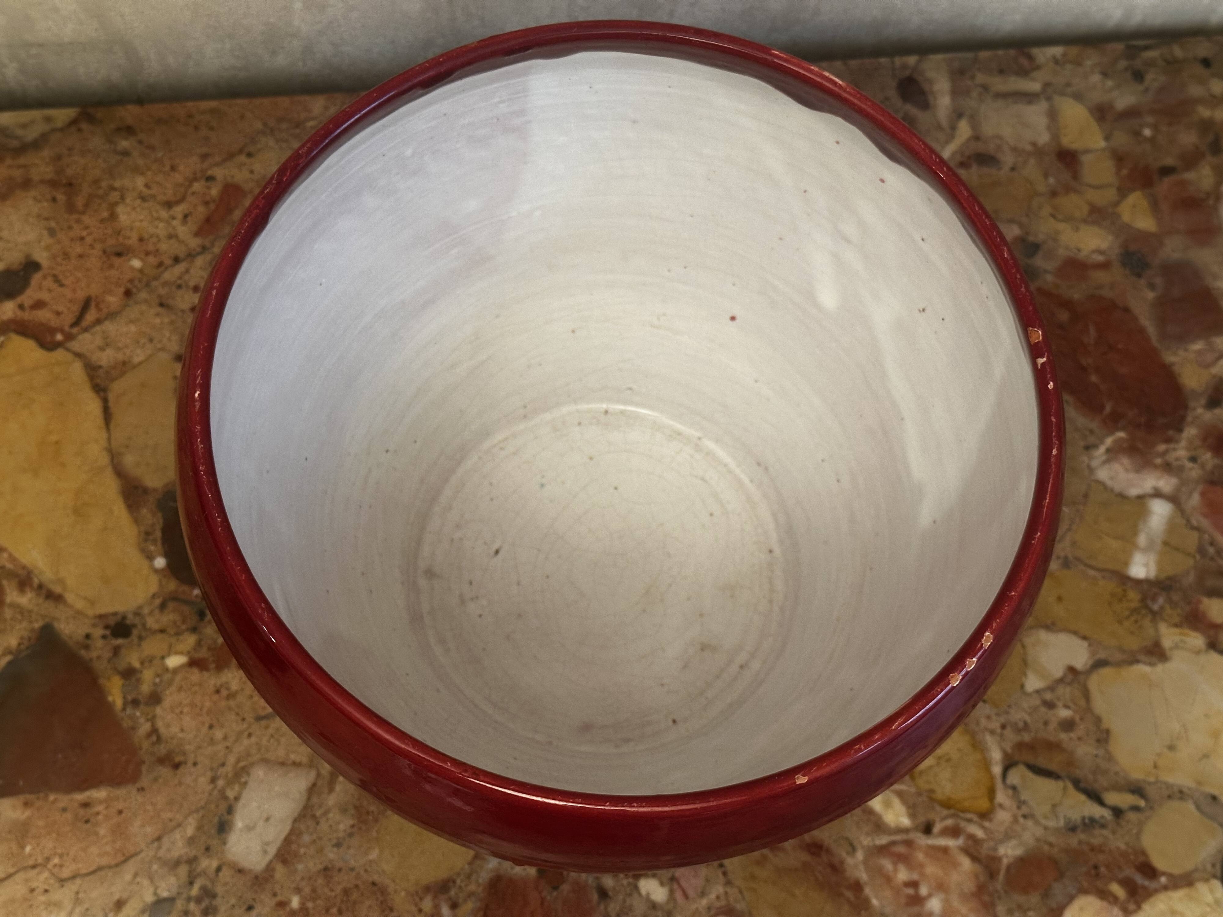 Burgundy glazed ceramic planter