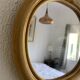 Vintage 1970 mirror apple rattan wicker fruit - 35 x 32 cm