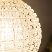 1960s Holophane Ball Pendant Chandelier, Thick Glass, 30 cm, and Vintage Brass