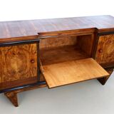 Art Deco Walnut, Briar Root and Ebonized Beech Sideboard, Italy