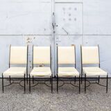 Chaises en fer et laiton attribuées à Luigi Caccia Dominioni, Italie années 1960