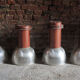 Lot de 4 suspensions industrielles en acier et polycarbonate