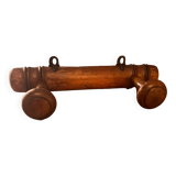 Old wooden coat rack with 2 hooks