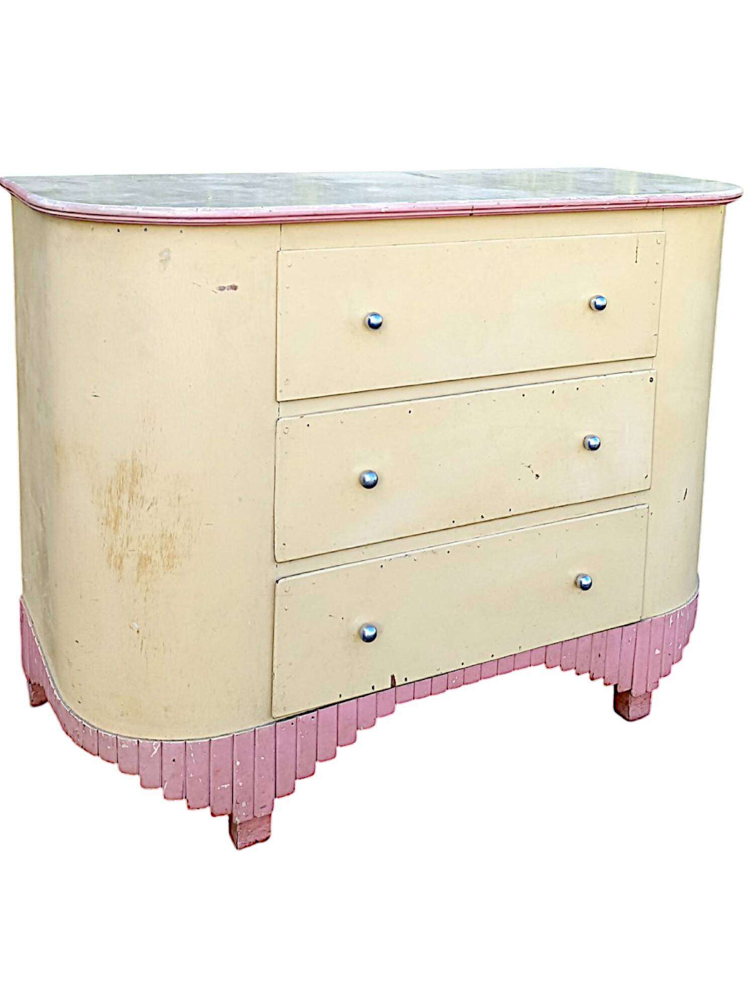 Art Deco curved chest of drawers in lacquered wood