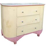 Art Deco curved chest of drawers in lacquered wood