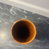 Small ceramic vase with textured details, brown tones, 1970s