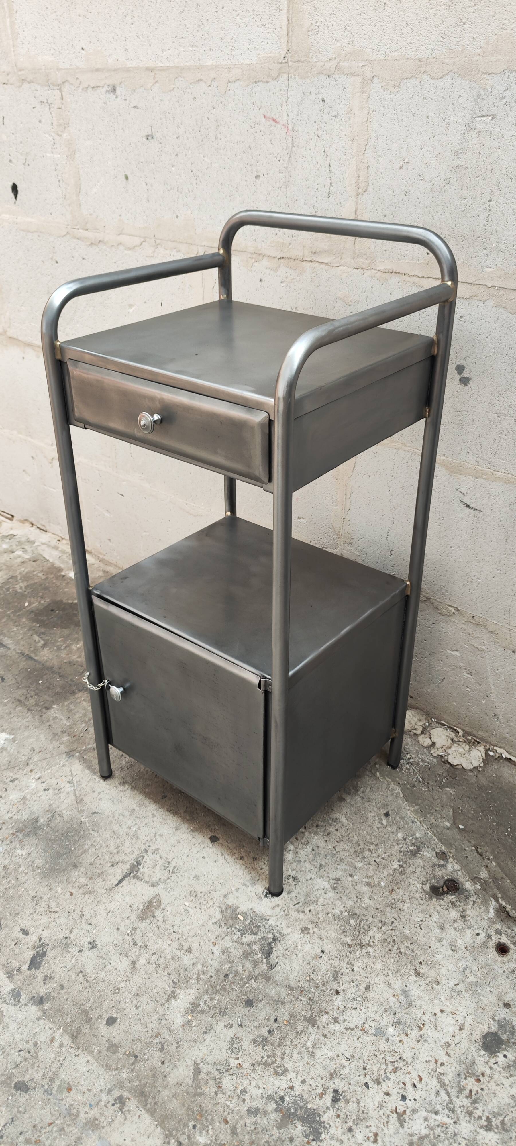 old metal medical bedside table circa 1930/40