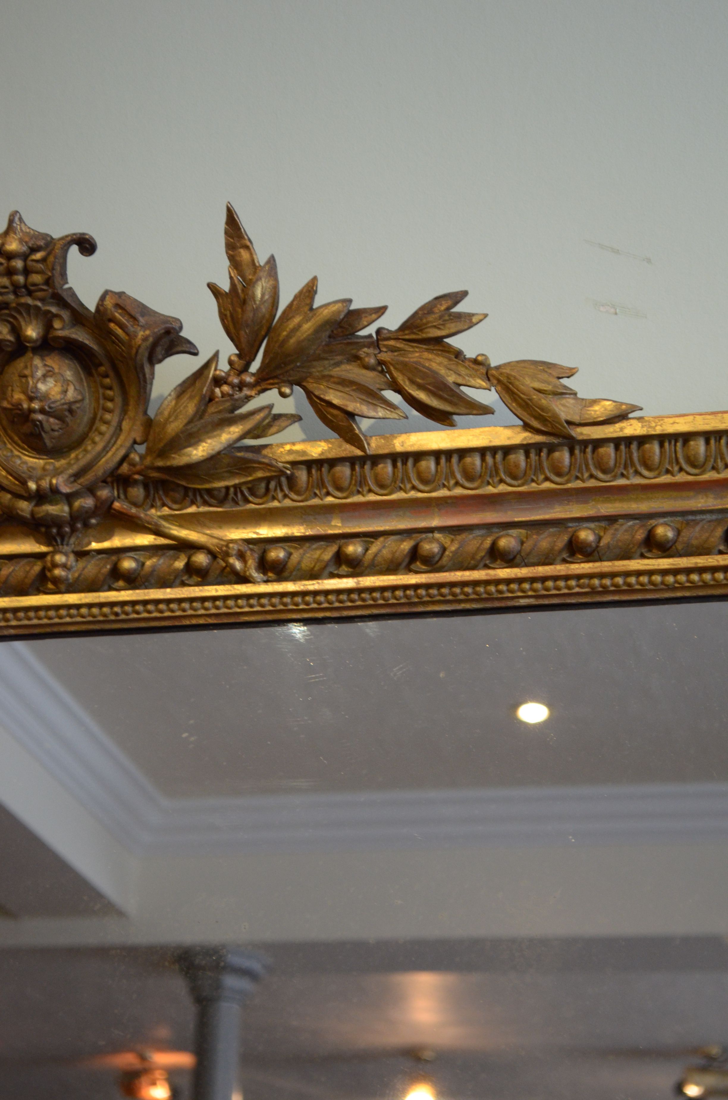 English giltwood overmantle mirror h161cm